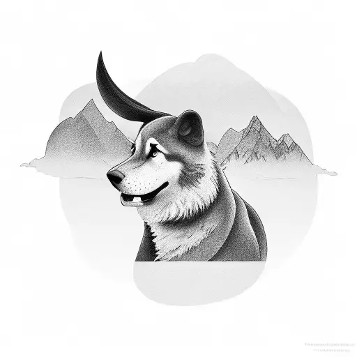 A software engineer coding in front of a scenic Italian landscape tattoo design idea