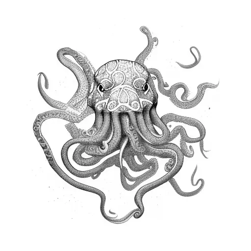 A basketball player diving into the ocean surrounded by octopuses tattoo design idea