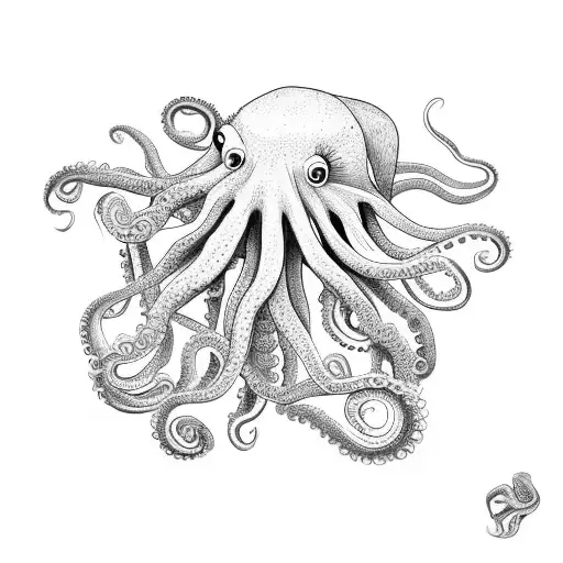 A family of octopuses playing basketball on a beach in Italy tattoo design idea