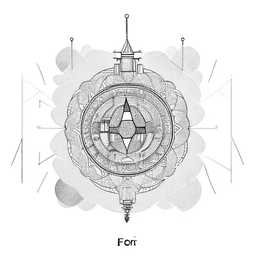 farol, porto e barco tattoo design idea