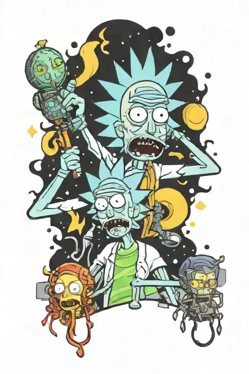 Rick and Morty glaxay  tattoo design idea