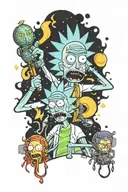 Rick and Morty glaxay  tattoo design idea