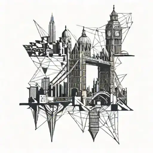 Tower Bidge London skyline tattoo design idea
