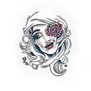 gypsy face and rose tattoo design idea