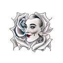 gypsy face and rose tattoo design idea
