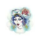 gypsy face and rose tattoo design idea