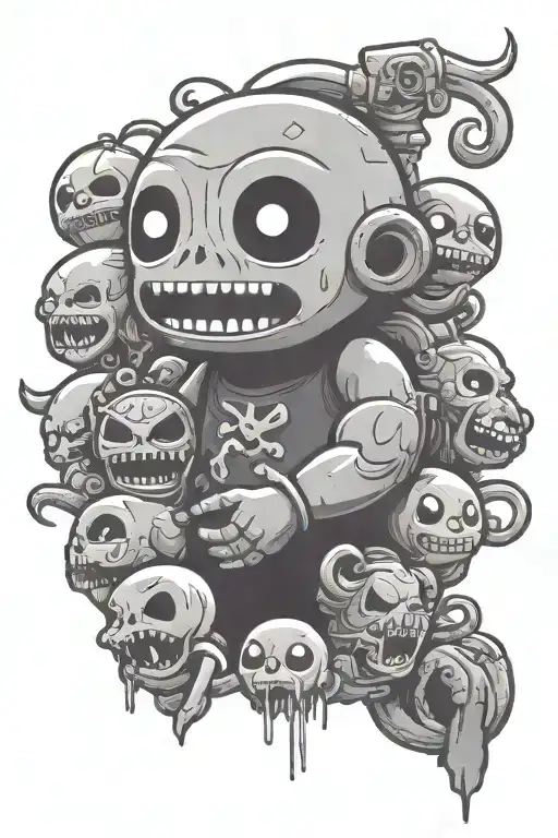 sin of greed in the style of the game the binding of isaac tattoo design idea