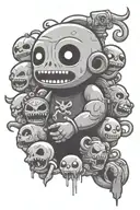 sin of greed in the style of the game the binding of isaac tattoo design idea