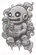 sin of greed in the style of the game the binding of isaac tattoo design idea