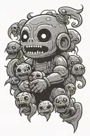 sin of greed in the style of the game the binding of isaac tattoo design idea