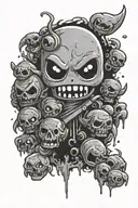 sin of greed in the style of the game the binding of isaac tattoo design idea