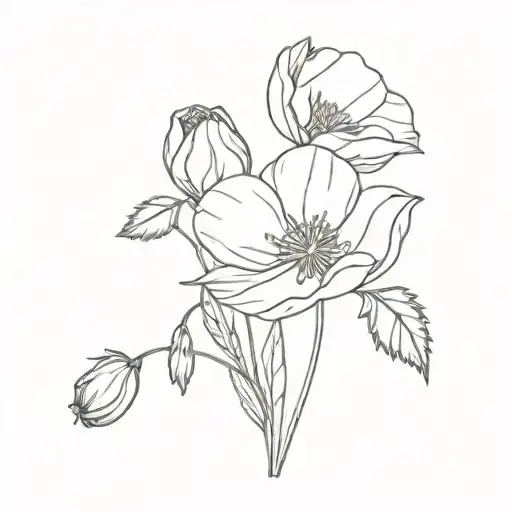 poppy flower and snowdrop flower tattoo design idea