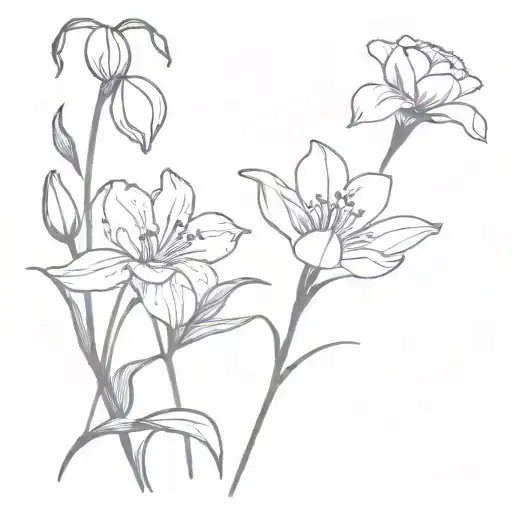 carnation and snowdrop flower intertwined tattoo design idea