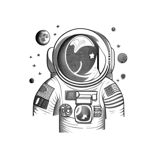 Astronaut and a spaceship tattoo design idea