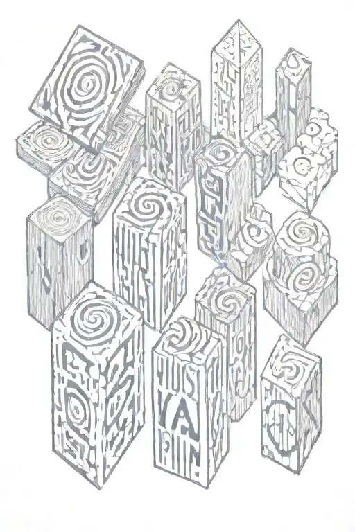 wood blocks spelling hudson tattoo design idea