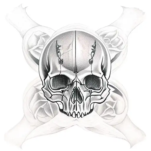 skull and bats and Gemini  tattoo design idea