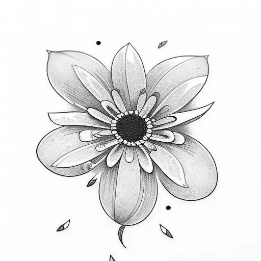 daisy missing petal Leila in cursive  tattoo design idea