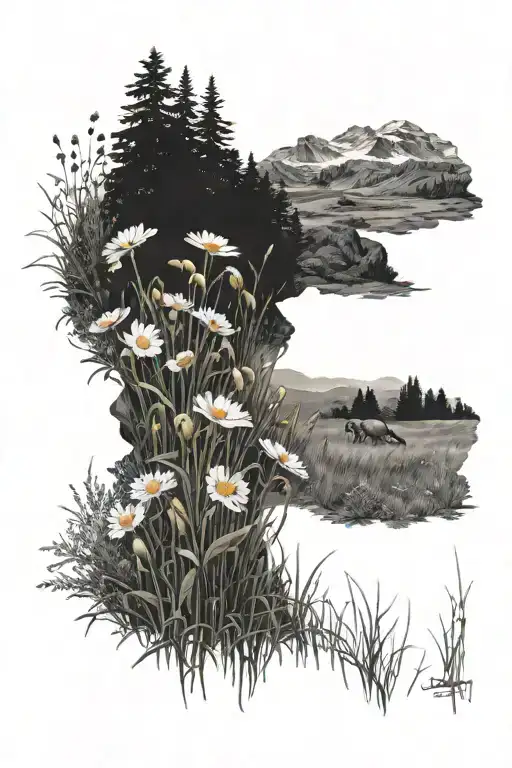 meadow filled with blooming tattoo design idea