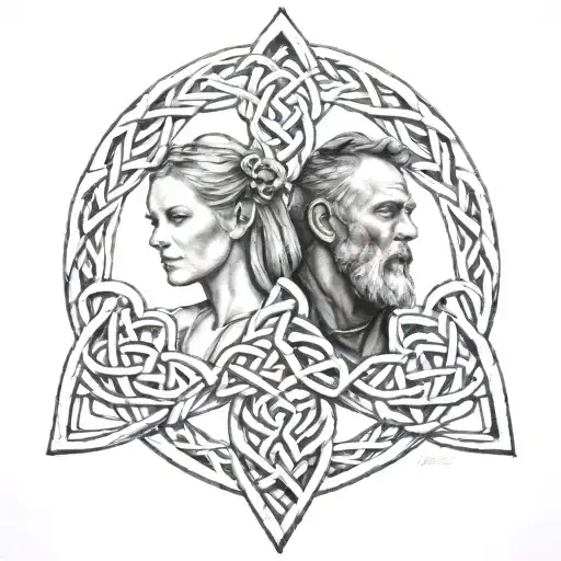 father daughter Celtic Knot tattoo design idea