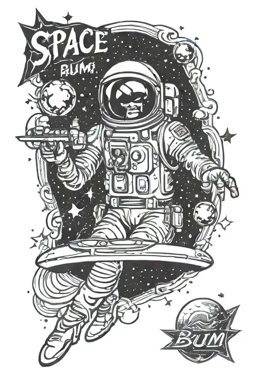 space bum tattoo design idea