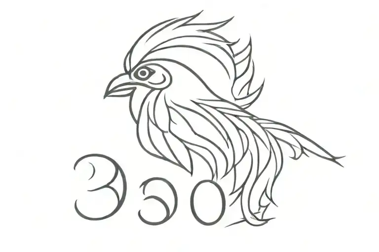 Black and white rooster with a "302" tattoo   tattoo design idea