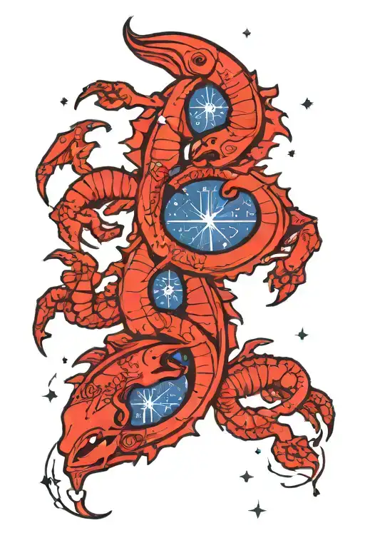 scorpio and pisces zodiac sign tattoo with virgo constellation tattoo design idea