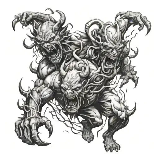 inner demons fighting tattoo design idea
