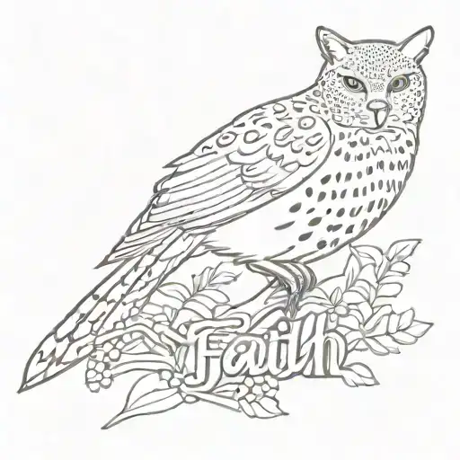  faith word  with a leopard print cardinal  tattoo design idea