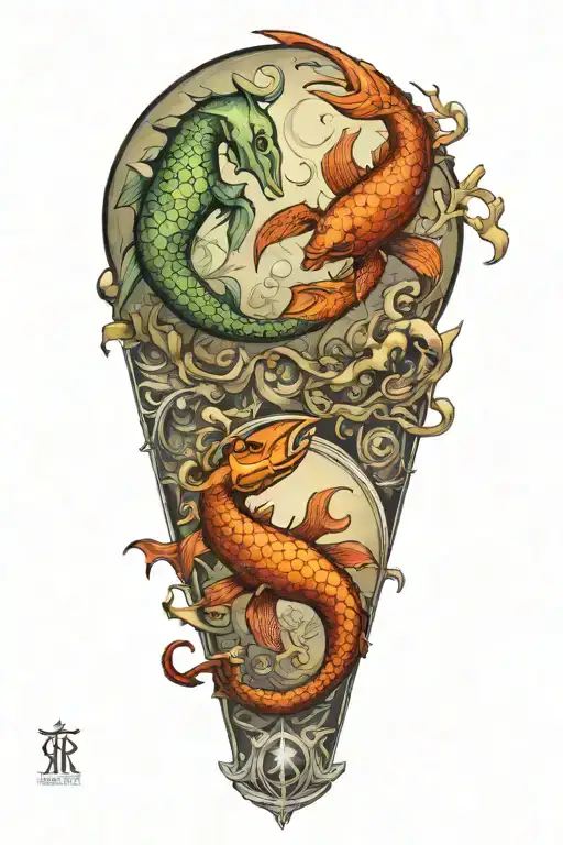 pisces and scorpio zodiac signs tattoo design idea