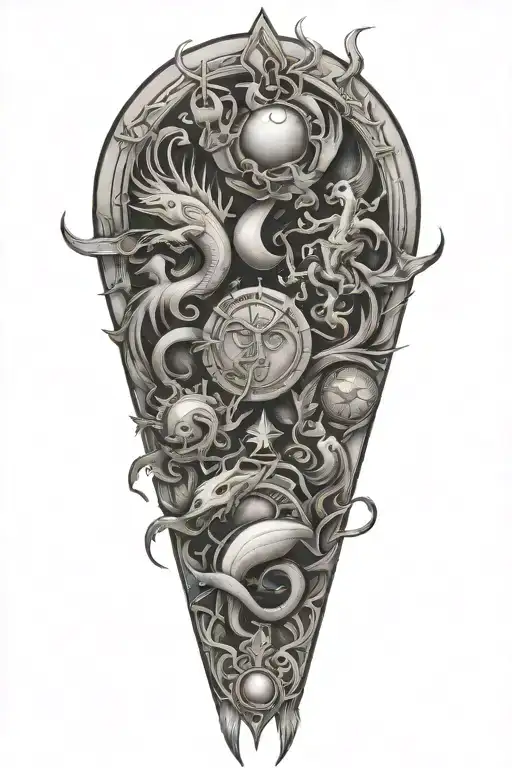 pisces, virgo, scorpio and cancer zodiac sign tattoo design idea