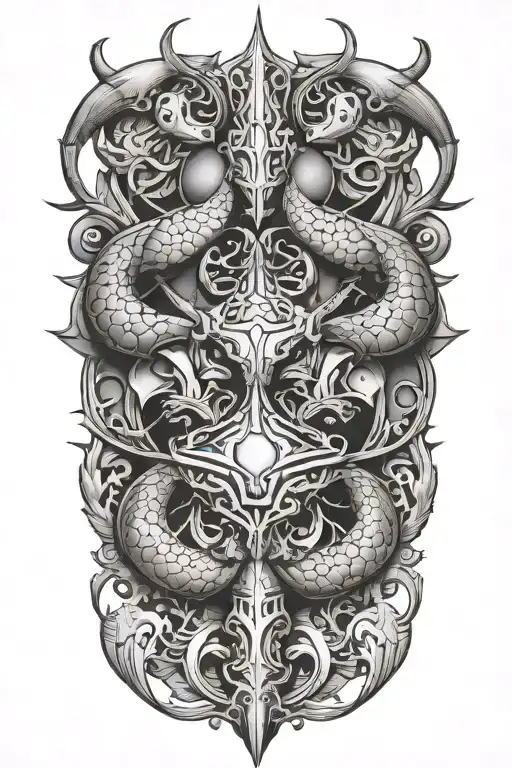 pisces and scorpio zodiac sign incorporated tattoo design idea