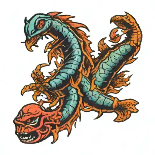 scorpio and pisces  zodiac sign intertwined representing kids  tattoo design idea