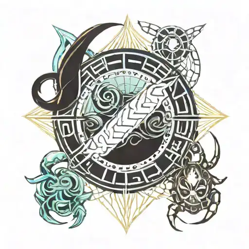 pisces and scorpio zodiac signs tattoo design idea