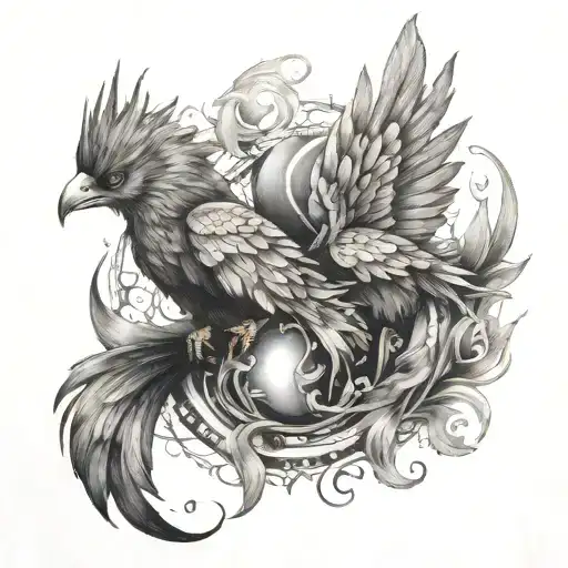 two baby pheonix, scorpio and pisces make tattoo design idea