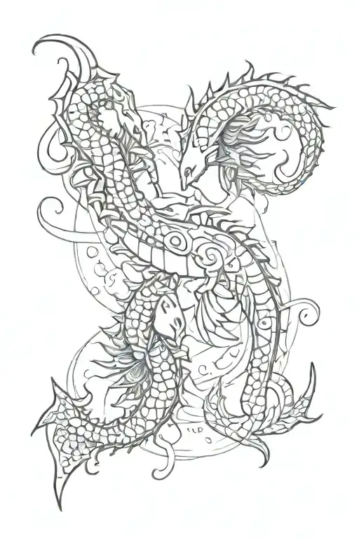  scorpio and pisces zodiac signs playing tattoo design idea