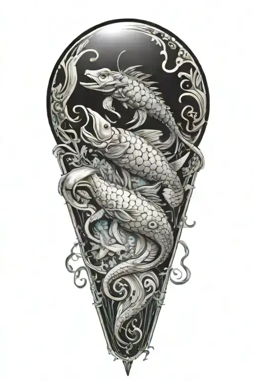  scorpio and pisces zodiac signs playing tattoo design idea