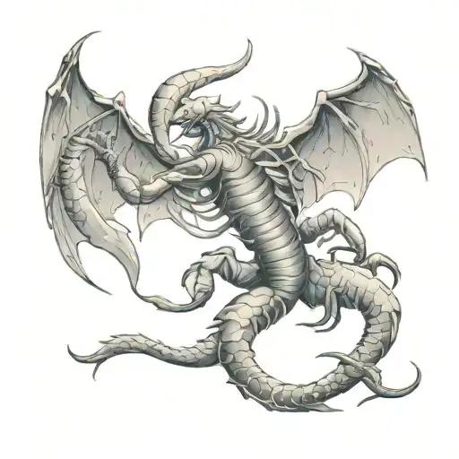 Scorpio and Pisces protected by angel tattoo design idea