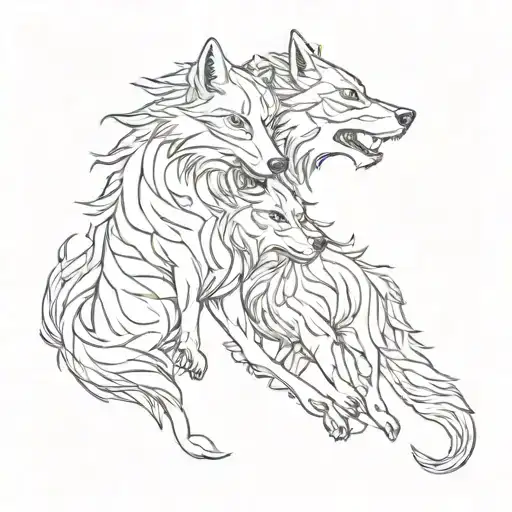 two wolves forming Pisces and Scorpio zodiac  tattoo design idea