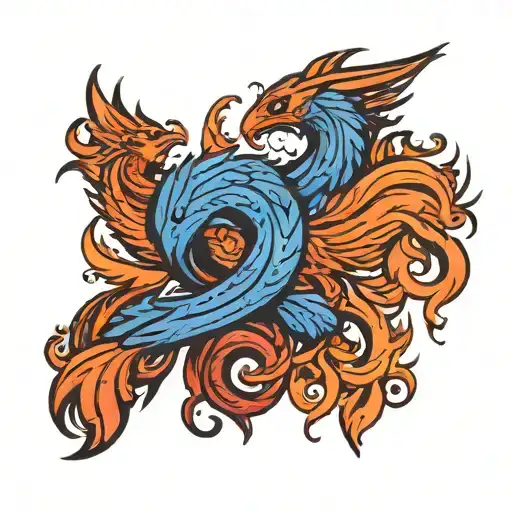 two baby pheonix, scorpio and pisces make tattoo design idea