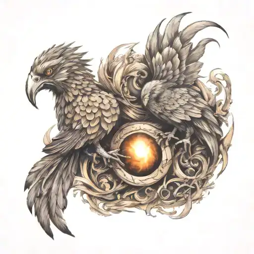 two baby pheonix as a scorpio and pisces zodiac sign tattoo design idea