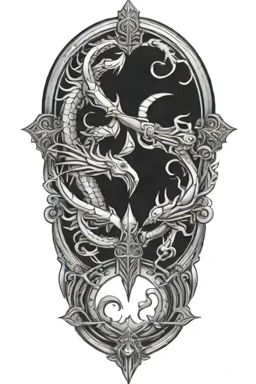 pisces and scorpio zodiac signs merged a libra protecting them tattoo design idea