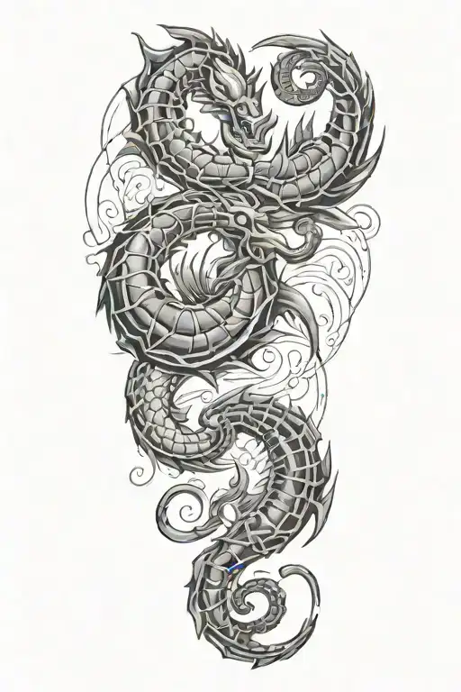 Scorpio and Pisces zodiac sign representing my sons tattoo design idea