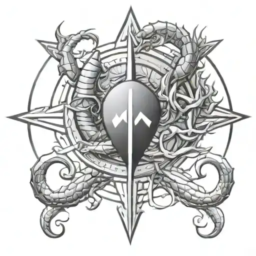 scorpio and pisces zodiac sign tattoo with virgo protector  tattoo design idea