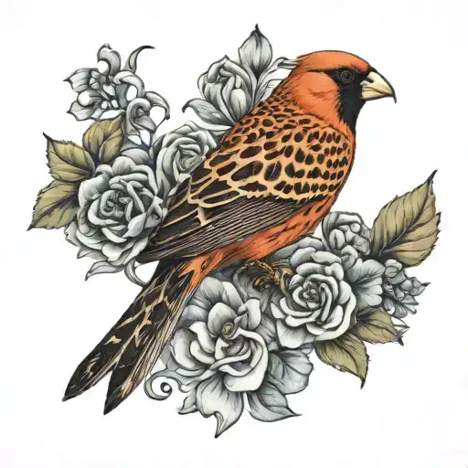  faith word  with a leopard print cardinal  tattoo design idea