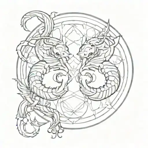 scorpio and pisces zodiac sign tattoo with virgo sign tattoo design idea