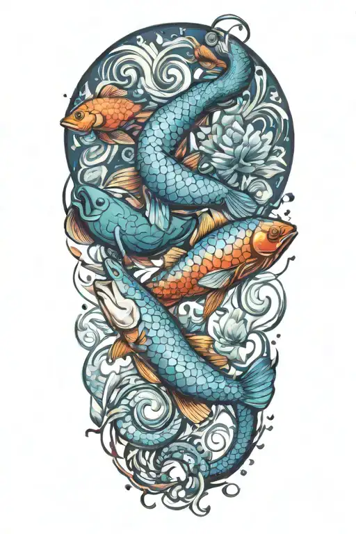 pisces, virgo, scorpio and cancer zodiac sign incorporated tattoo design idea