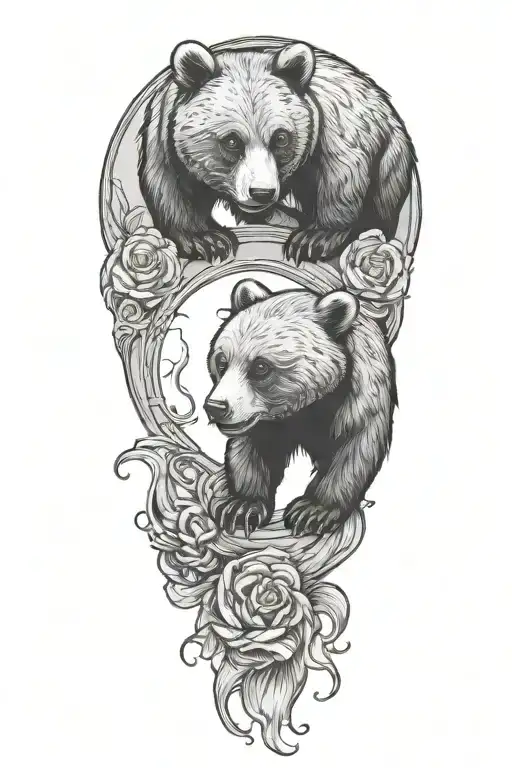 two bear cubs as Scorpio and Pisces zodiac signs tattoo design idea