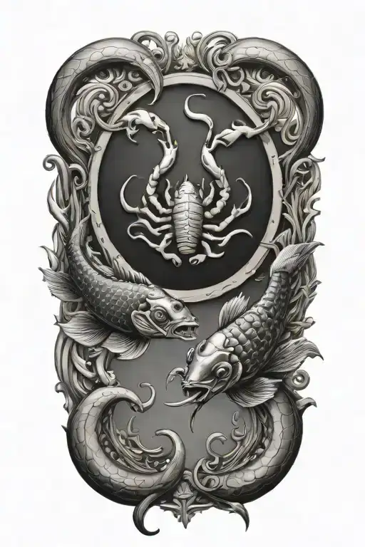 pisces and scorpio zodiac signs tattoo design idea