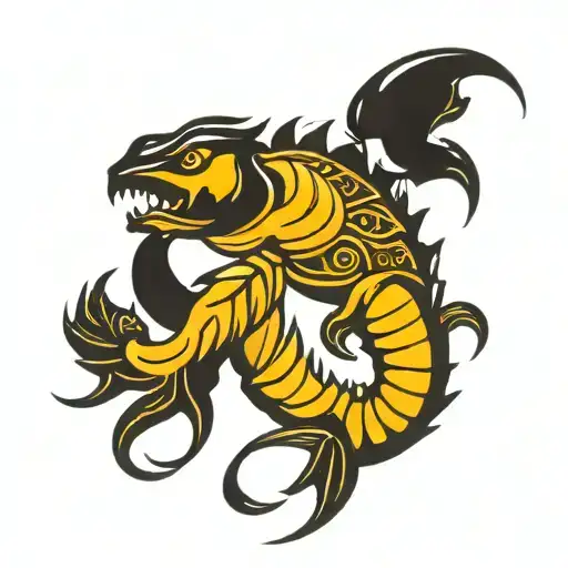 scorpio and pisces zodiac sign incorporated tattoo design idea