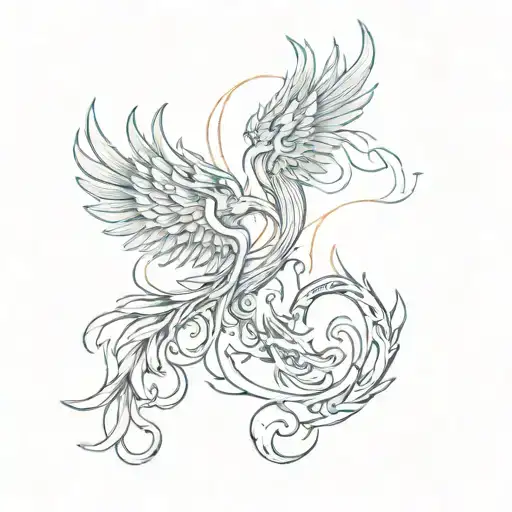 two pheonix as pisces and scorpio zodiac sign intertwined tattoo design idea